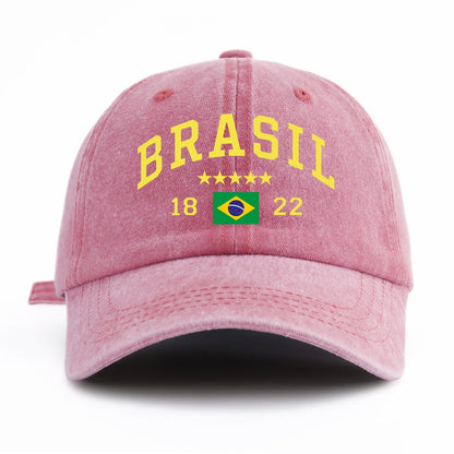 Brasil Print Washed Retro Baseball Cap