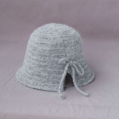 Women’s Wool Knit Bow Winter Bucket Hat
