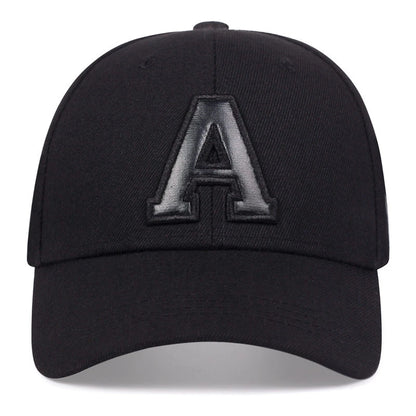 Unisex A Letter Leather Label Embroidery Snapback Baseball Caps