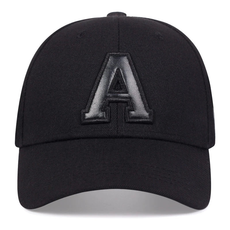 Unisex A Letter Leather Label Embroidery Baseball Caps