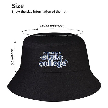 Id Rather Be In State College Retro Text Bucket Hat