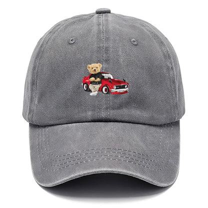 Vintage Washed Cotton Teddy Bear Pattern Baseball Cap