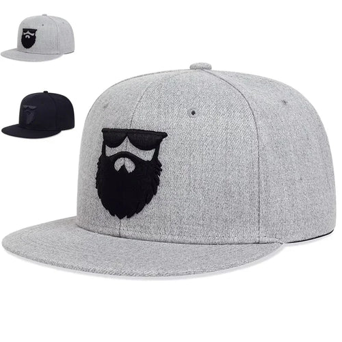 Unisex Embroidered Vintage Beard Snapback Cap