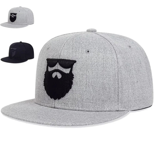 Unisex Embroidered Vintage Beard Snapback Cap