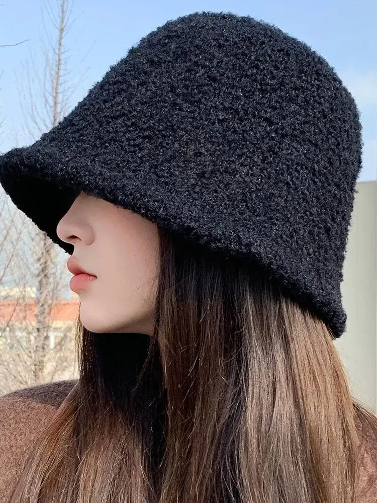Cute Round Top Wool Bucket Hat