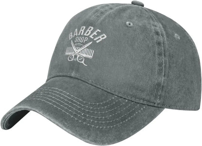 Barber Shop Tools Washed Denim Baseball Cap