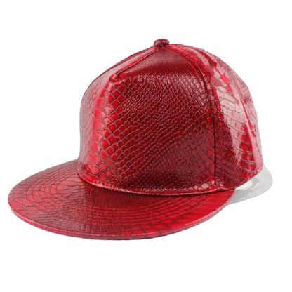 Shiny Crocodile Pattern PU Flat Brim Baseball Cap