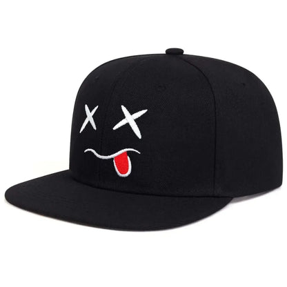 Grin Embroidery UV Protection Cotton Snapback Cap