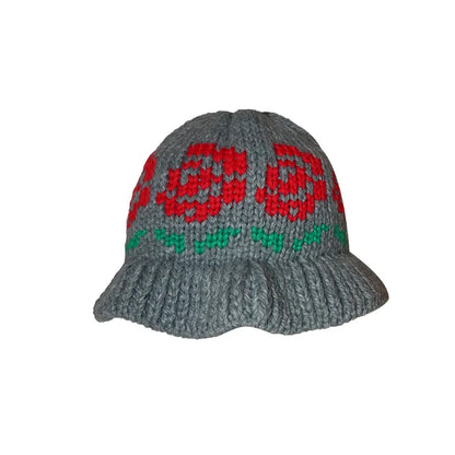 Ethnic Style Retro Warm Knit Women Bucket Hat