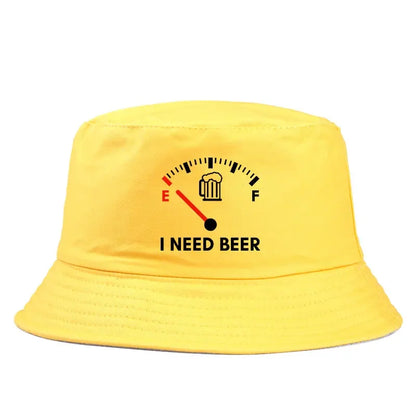 I Need Beer Reversible Print Bucket Hat
