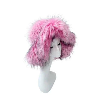Fluffy Faux Fur Y2K Winter Bucket Hat