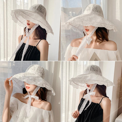 Elegant Lace Wide Brim Bucket Hat