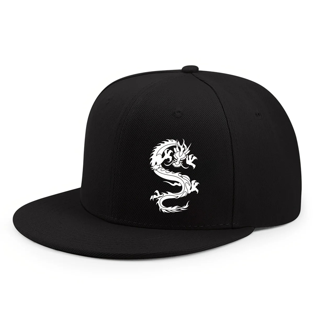 Dragon White Print Baseball Snapback Cap