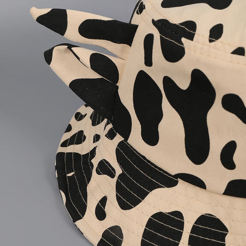 Vintage Cow Print Horn Bucket Hat