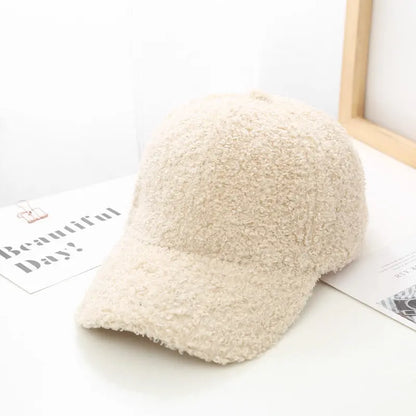 Women's Plush Lamb Wool Baseball Cap