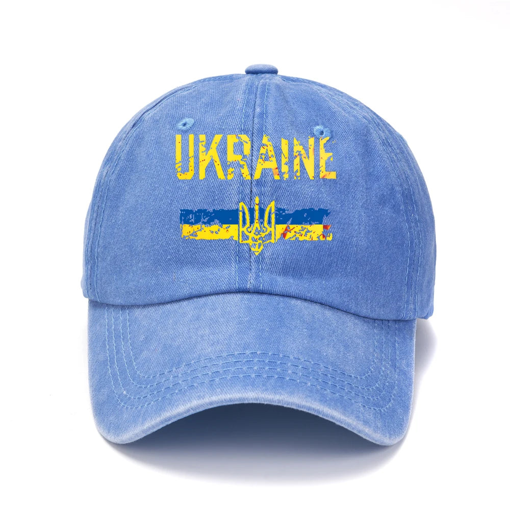Ukraine Washed Cotton Retro Emblem Unisex Baseball Cap