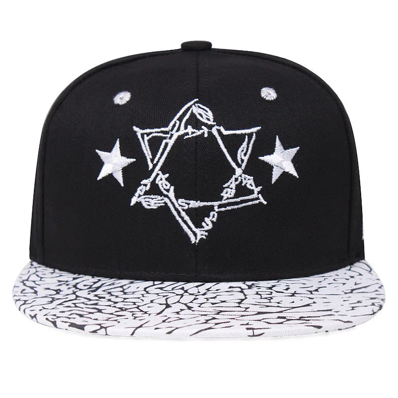 Star Embroidery Flat Brim Hip Hop Cap
