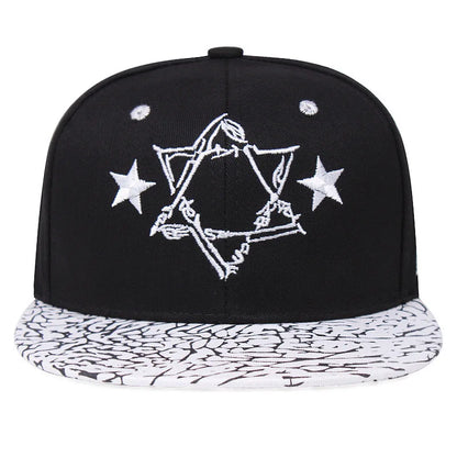 Star Embroidery Flat Brim Hip Hop Cap