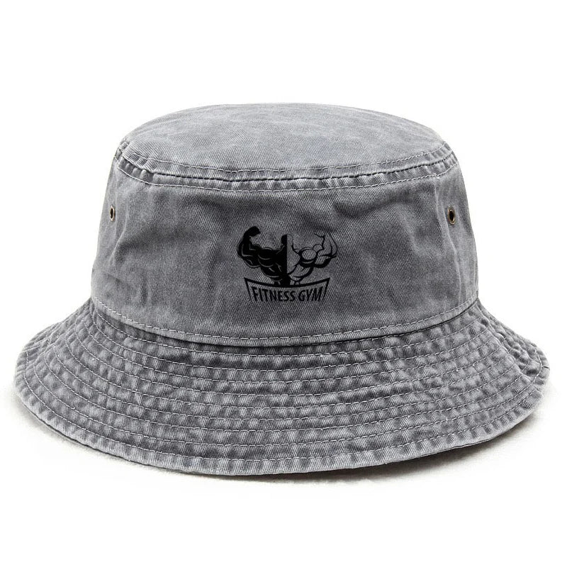 Gym Cotton Washed Vintage Fitness Bodybuilding Streetwear Bucket Hat