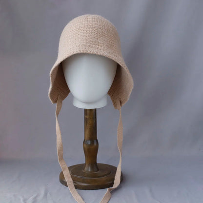 Solid Color Wool Knitted Winter Bucket Hat