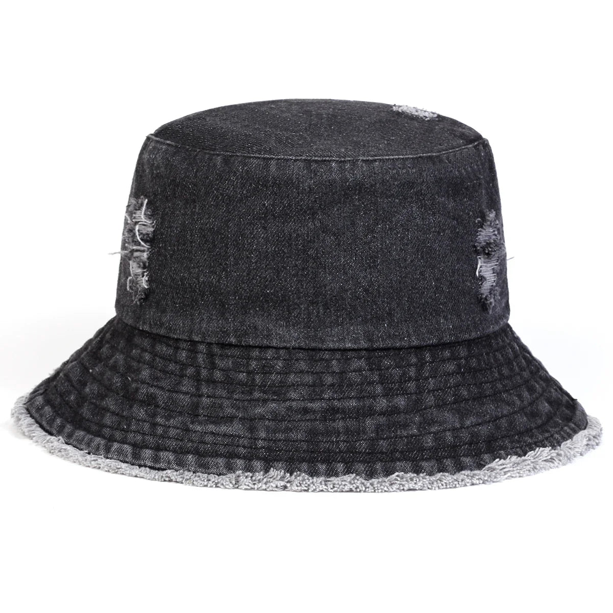 Unisex Solid Color Distressed Cowboy Bucket Hats