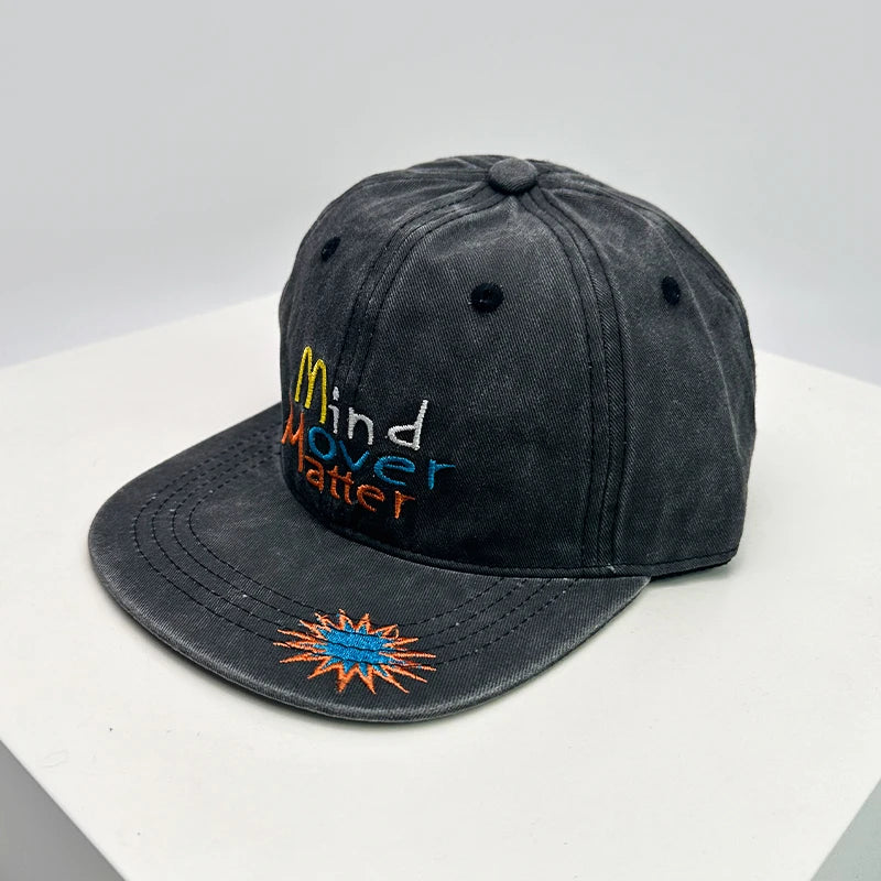 Retro Colored Letter Embroidery Hip Hop Snapback Cap
