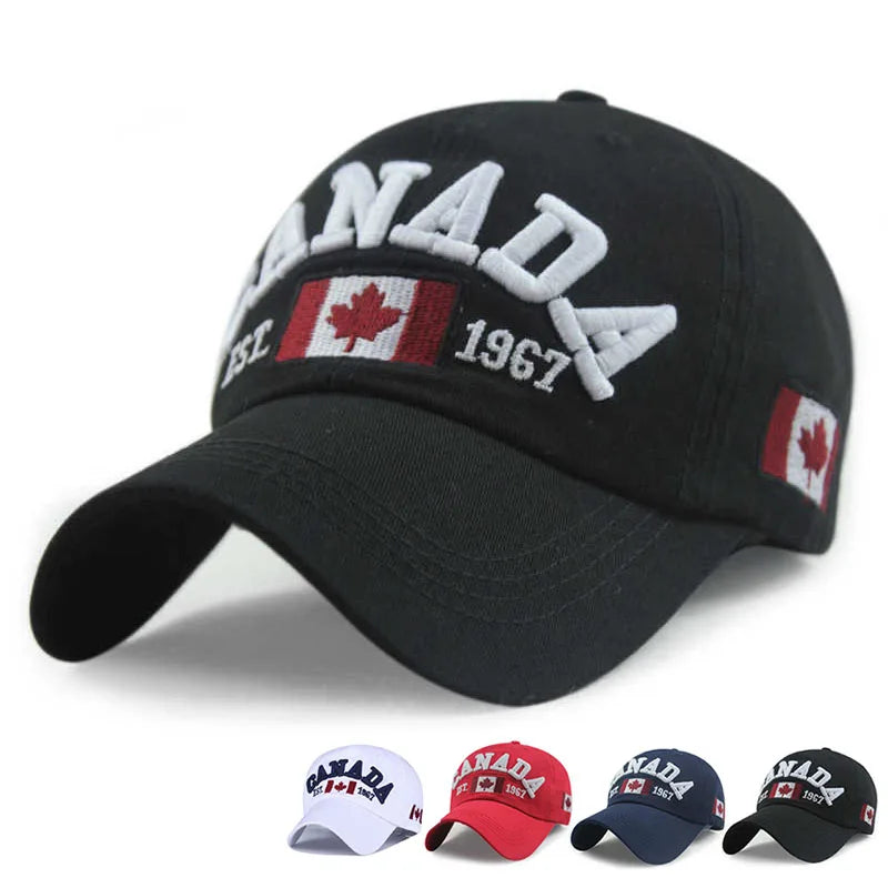 Canada Flag Embroidered Cotton Baseball Cap