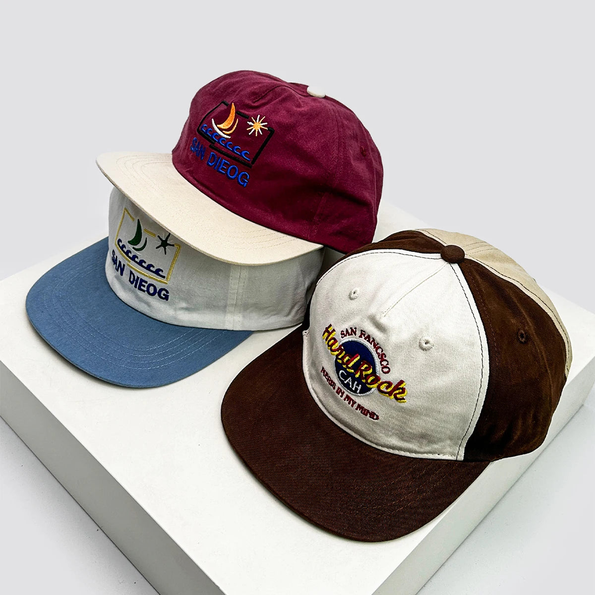 Retro Color Block Letter Embroidery Hip Hop Cap
