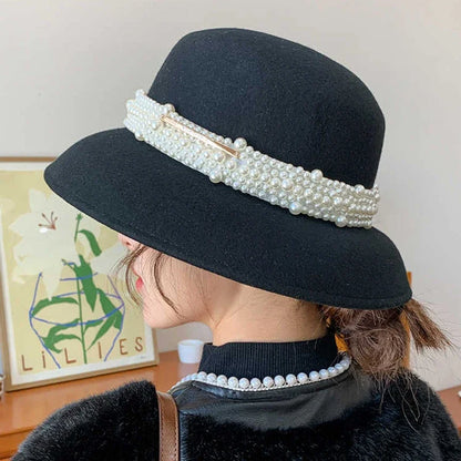 Hepburn Pearl Wide Brim Bucket Hat