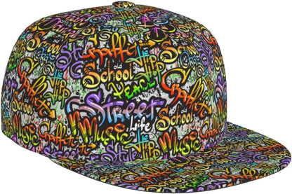 Funny Graffiti Adjustable Flat Bill Snapback Baseball Hat