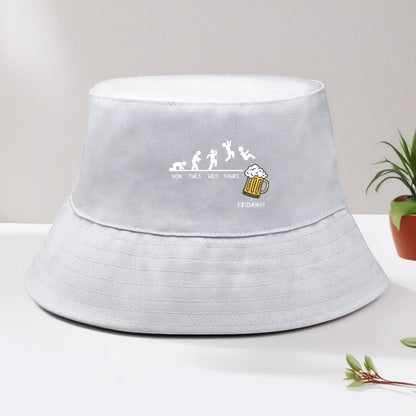 Friday With Beer Solid Color Foldable Bucket Hat