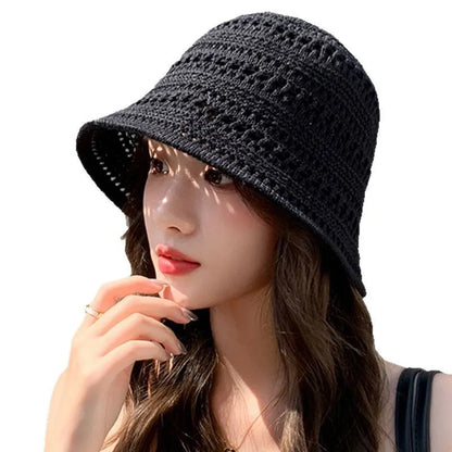 Women Hollow Dome Breathable Summer Bucket Hat