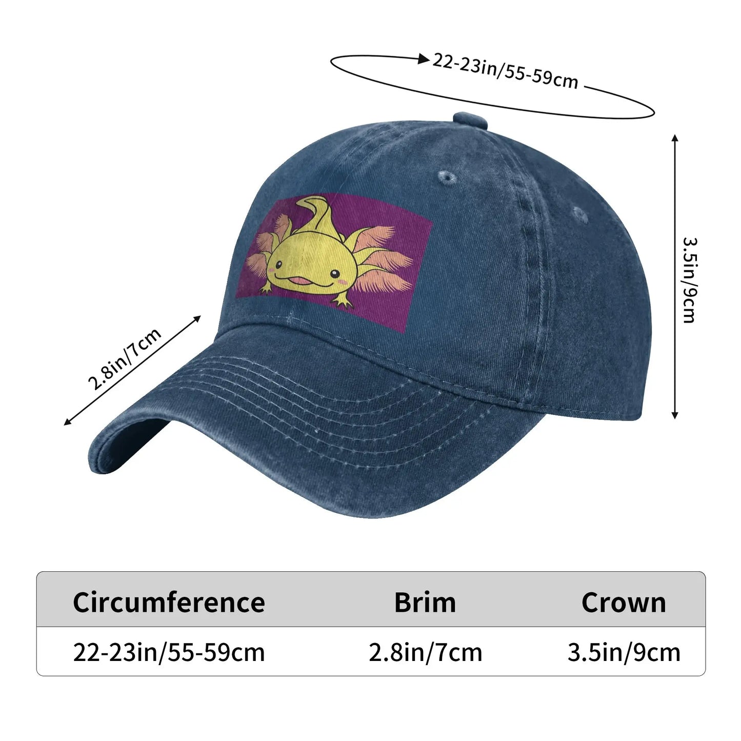 Cute Axolotl Perfect Saying Washed Denim Baseball Cap