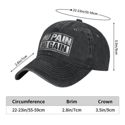 No Pain No Gain Gym Training Baseball Cap