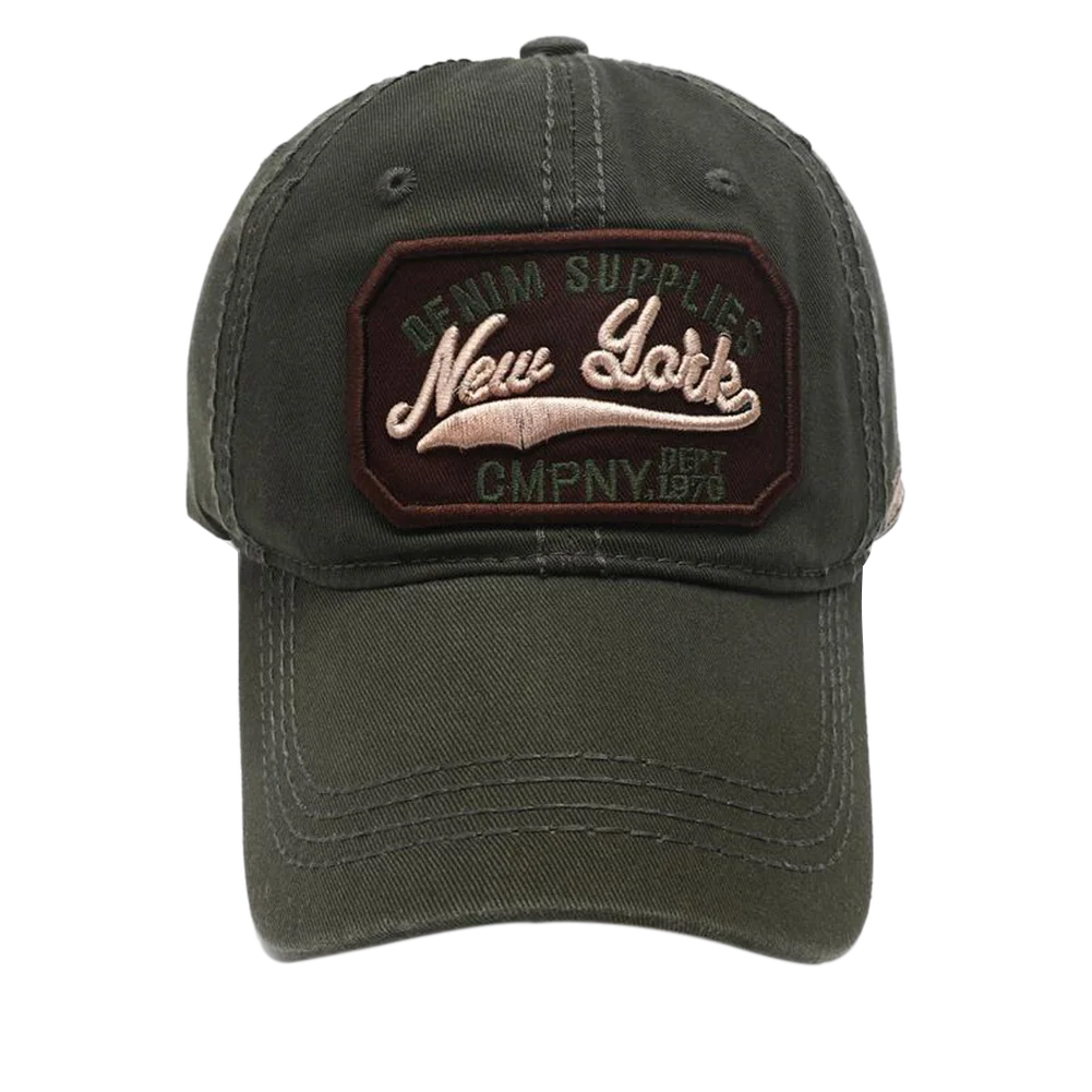 New York Letter Embroidered Washed Cotton Snapback Baseball Hat