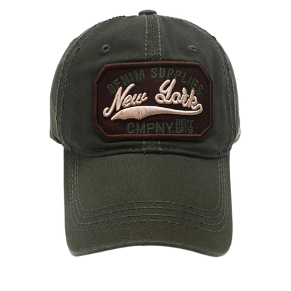 New York Letter Embroidered Washed Cotton Snapback Baseball Hat