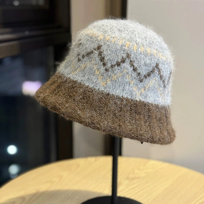 Diamond Jacquard Knitted Bucket Hat Women