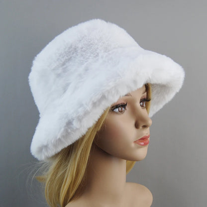 Fake Rabbit Fur Plush Winter Hat for Women