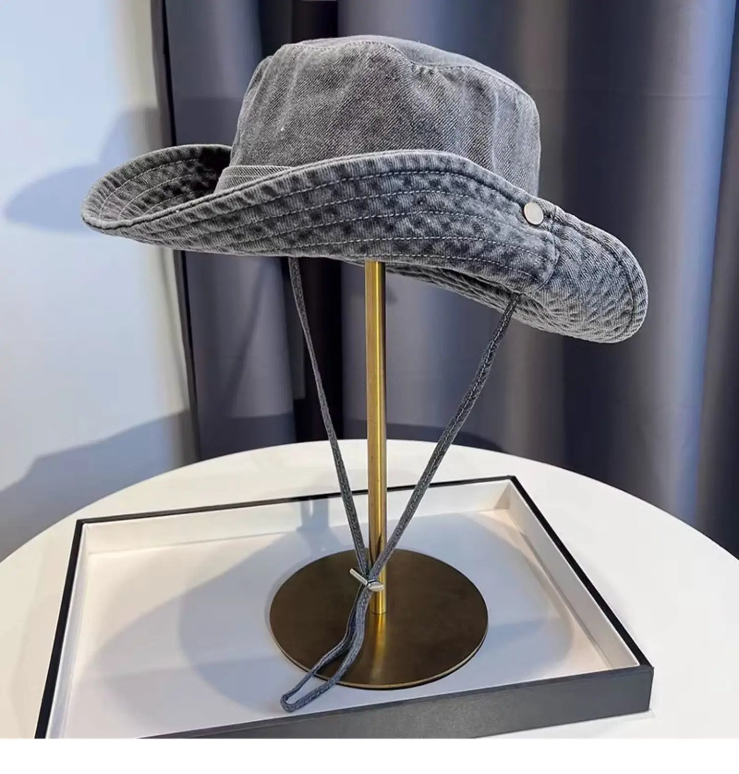 Unisex Vintage Washed Denim Bucket Hat