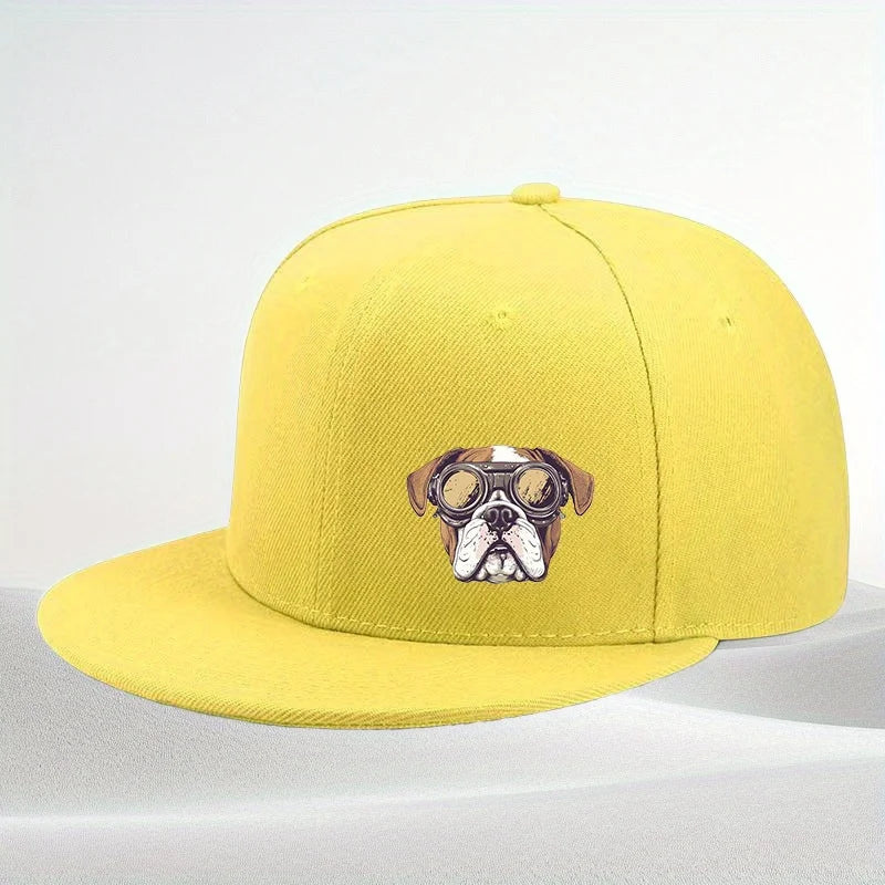 Boxer Dog Pilot Goggles Snapback Cap