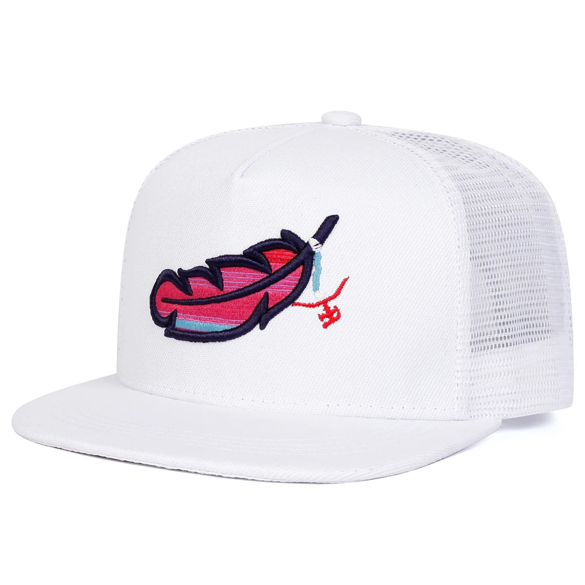 Unisex Colorful Feather Embroidery Hip-hop Net Hats