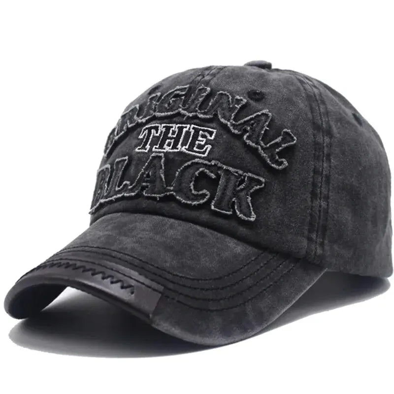 Unisex Vintage Washed Cotton Letter Embroidered Baseball Cap