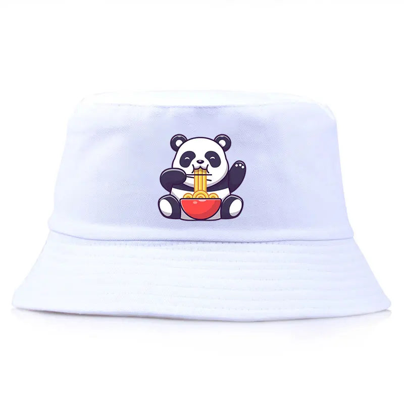 Panda Eating Noodles Reversible Summer Bucket Hat