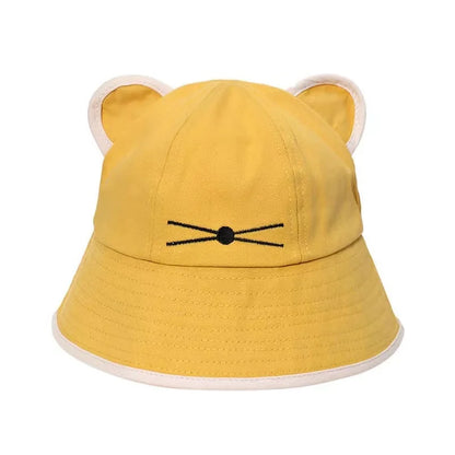 Kawaii Cat Ear Cotton Bucket Hat – Unisex Y2K Summer Cap