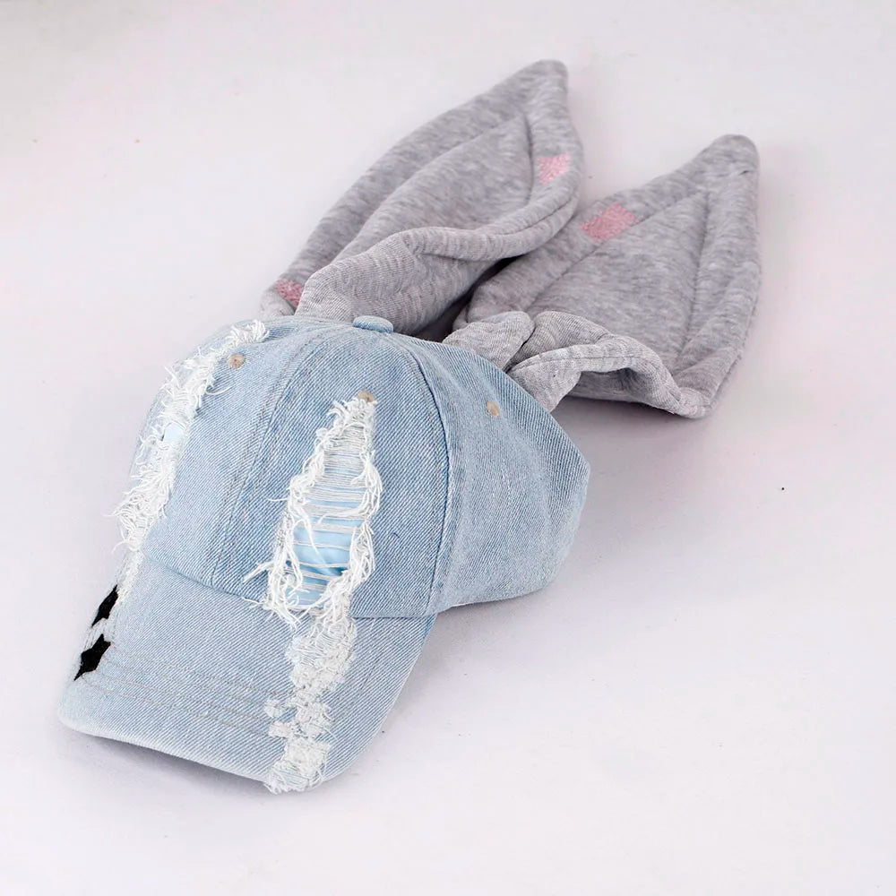 Unisex Y2K Rabbit Ear Denim Baseball Cap