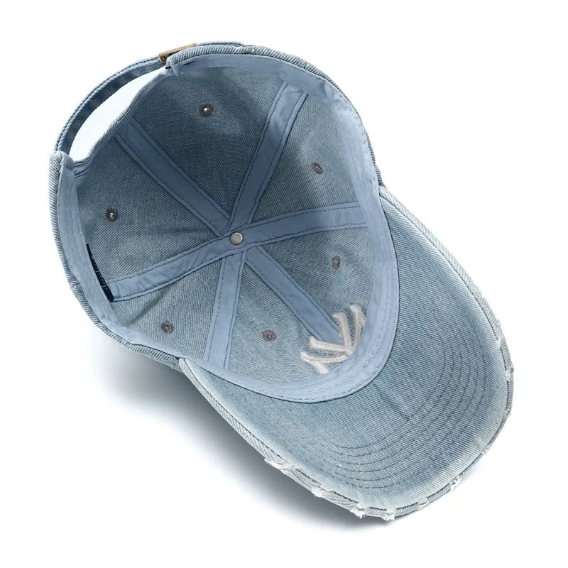 Washed Denim Vintage Baseball Cap Men
