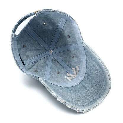 Washed Denim Vintage Baseball Cap Men