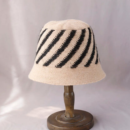 Women's Striped Wool Knitted Bucket Hat
