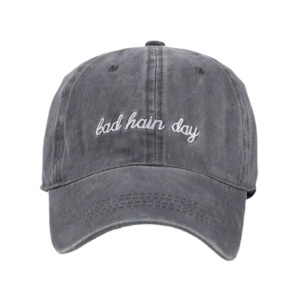 Bad Hair Day Letter Embroidery Washed Baseball Cap