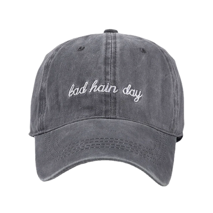 Bad Hair Day Letter Embroidery Washed Baseball Cap